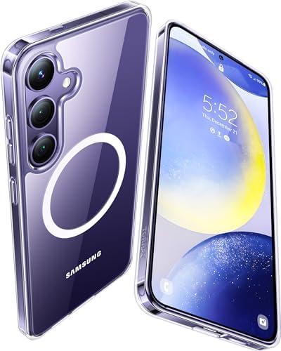TORRAS Magnetic Crystal Clear for Samsung Galaxy S24 Plus Case [Snap to MagSafe] [12FT Mil-Grade Drop Tested] Non-Yellowing Slim Fit Protective for 2024 Samsung Galaxy S24 Plus Phone Case, Clear Black