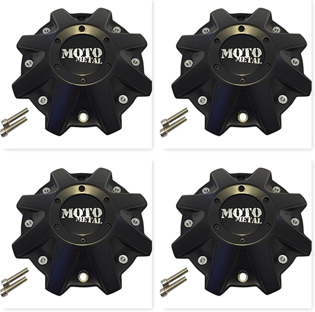4 Pack Moto Metal 970 479L214 BP-479-MOTO Satin Black Wheel Center Cap HT 005-019