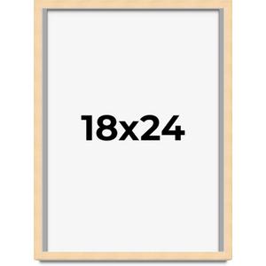 18x24 Frame Natural Wood Picture Frame | 0.75 Inch Moulding Width | Solid Wood | Complete with UV Acrylic Plexiglass, Foam Board Backing & Hanging Hardware
