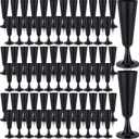 Domensi 100 Pack Black Champagne Flutes Bulk Plastic Disposable Champagne Glasses 5.5 oz Plastic Mimosa Glasses Wedding Cocktail Cups for Engagement Birthday Graduation Decor 2026 Party Supplies
