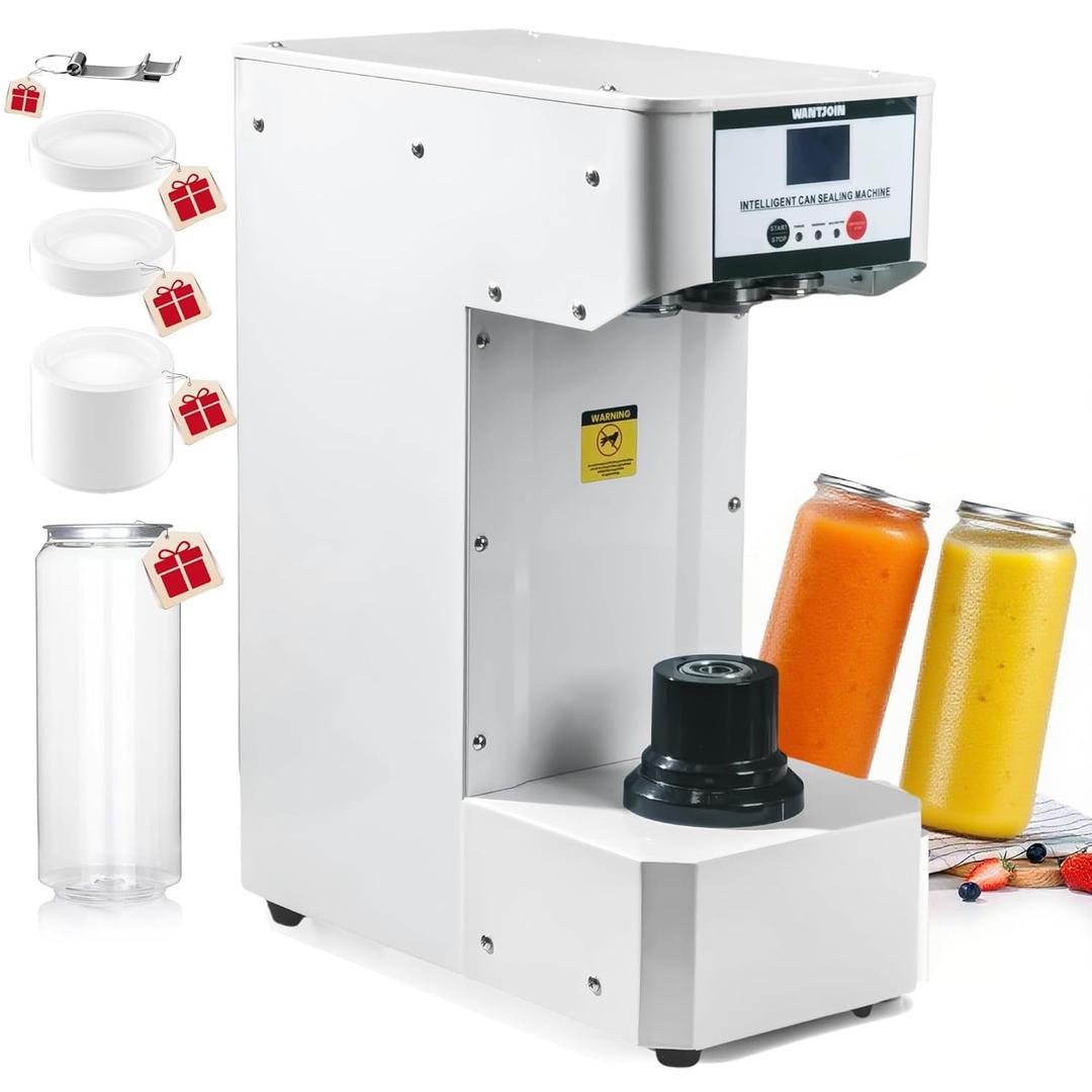 WantJoin Commercial Automatic Soda Can Sealer - 2.4-6.7 inch Height Adjustable, Automatic Can Sealer for Aluminum and Plastic Cans,Fits 330/500/650ML Cups- White