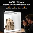 Photo Studio Light Box Photography 32"x32" with 100 LED and 4 Colors Backdrops Photo Box with Lights, Foldable Picture Box for Product Photography with 6500K Brightness