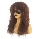 80s Rock Mullet Wigs for Men and Women Long Brown Curly Wig 70s 80s Costumes for Men Women Halloween Cosplay Party Wigs
