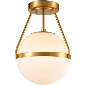 HOLKIRT Mid Century Modern Globe Semi Flush Mount Ceiling Light Fixture, 1-Light 10 Inch Globe