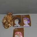 Bonnet Satin Bonnet for Curly Hair Sleeping Black Women, with Elastic Soft Band Bonnet for Curly Dreadlock Braid Hair,  Pack 4 (gold, purple, pink, black)