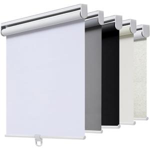 AOSKY Blackout Cordless Roller Shades for Windows, 35.5" W x 64" H, White | Black Out Window Shade with Spring System, Thermal Insulated UV-blocking Fabric, Room Darkening Pull Down Blind for Home Door