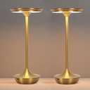 Cordless Table Lamp Set of 2,Portable Rechargeable 6000mAh Outdoor LED Table Lamps,3 Color Stepless Dimming Touch Battery Powered Lamp, Table Light for Restaurant/Patio/Camping/Bedroom(Gold)