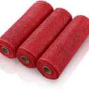 Chuangdi 3 Rolls Poly Burlap Deco Mesh 10 Inch Red Deco Poly Decorative Mesh Ribbon Wrapping Ribbon Rolls for Home Door Wreath Decoration DIY Crafts Making