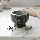 Small Granite Mortar, Miniature Grinder for Herbs, Asian Spices and Seeds for Thai, Chinese, Indian Cuisine Chefs and Home Cooks — (Grey 3 in, 2 oz.)