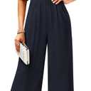 Women's One Piece Jumpsuits Dressy Casual V-Neck Batwing Short Sleeve Wide Leg Elegant Ladies Jumpsuit Rompers (X-Large)