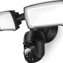 Floodlight Security Camera,Outdoor 360 PTZ Surveillance Camera,355 Pan & 90 Tilt,1080P, 2000 Lumens, Weatherproof, Auto Tracking, Color Night Vision, 90db Siren (Black)