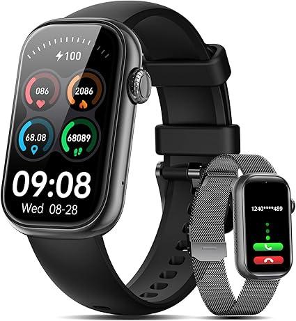 Smart Watches for Men Women (Answer/Make Call) 1.47” Touch Screen Fitness Tracker,Sleep Tracker/Calories Burned/ IP68 Waterproof 111 Sport Modes Pedometer for Android iOS,Black