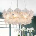 Tyottadar Gold Flower Chandelier 23’’ Modern Crystal Chandeliers Light Fixture Round Luxury Glass Pendant Light for Dining Living Room Bedroom Foyer, UL Listed
