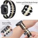 MOFREE Beaded Bracelet Compatible with Apple Watch Band 38mm/40mm/41mm/42mm, Fashion Elastic Stretch Women Bands for iWatch Series 11/10/9/8/7/SE/6/5/4/3/2/1 iPhone Watch Strap Bands (Black/Gold)