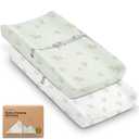 2-Pack Organic Changing Pad Covers for Girl, Boy, Neutral - 100% Cotton Changing Table Pad Cover, Soft Baby Nursery Diaper Changing Pad Sheets, Contour Changing Pads Liners, Change Pad Cover (Elly)
