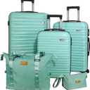 Luggage Sets 3 Piece(20/24/28)-Suitcase Set- Luggage with Wheels-PC + ABS Durable Lightweight Rotating hardshell suitcase 5PCS(Mint Green)…