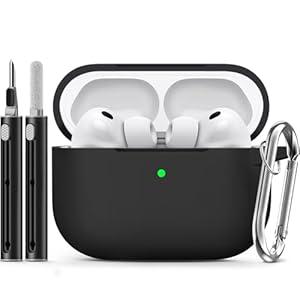 Ljusmicker for AirPods Pro 3 Case 2025 with Cleaner Kit,Soft Silicone Protective Cover for Apple AirPods Pro 3rd Generation Cases for Women Men,for AirPod Pro 3 Case with Keychain-Magnetic Black