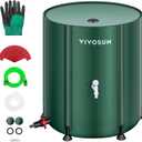 VIVOSUN Collapsible Rain Barrel, 100 Gallon Water Storage Tank with 1000D Oxford Cloth, Portable Rain Collection System Includes Two Spigots and Overflow Kit, Green