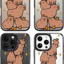 Bouvardia for iPhone 16 Pro Max Case, Cute Girly Design for Women, Protective & Aesthetic, Capybaras (Gray Bumper)