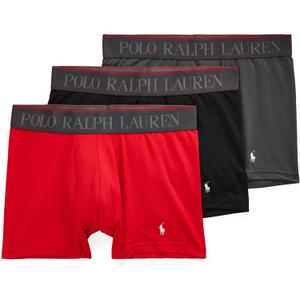 POLO RALPH LAUREN Men's 4D Flex Performance Air Boxer Briefs Regular and Long Leg 3-Pack (Red/White Black/White Grey/White - 3 Pack)