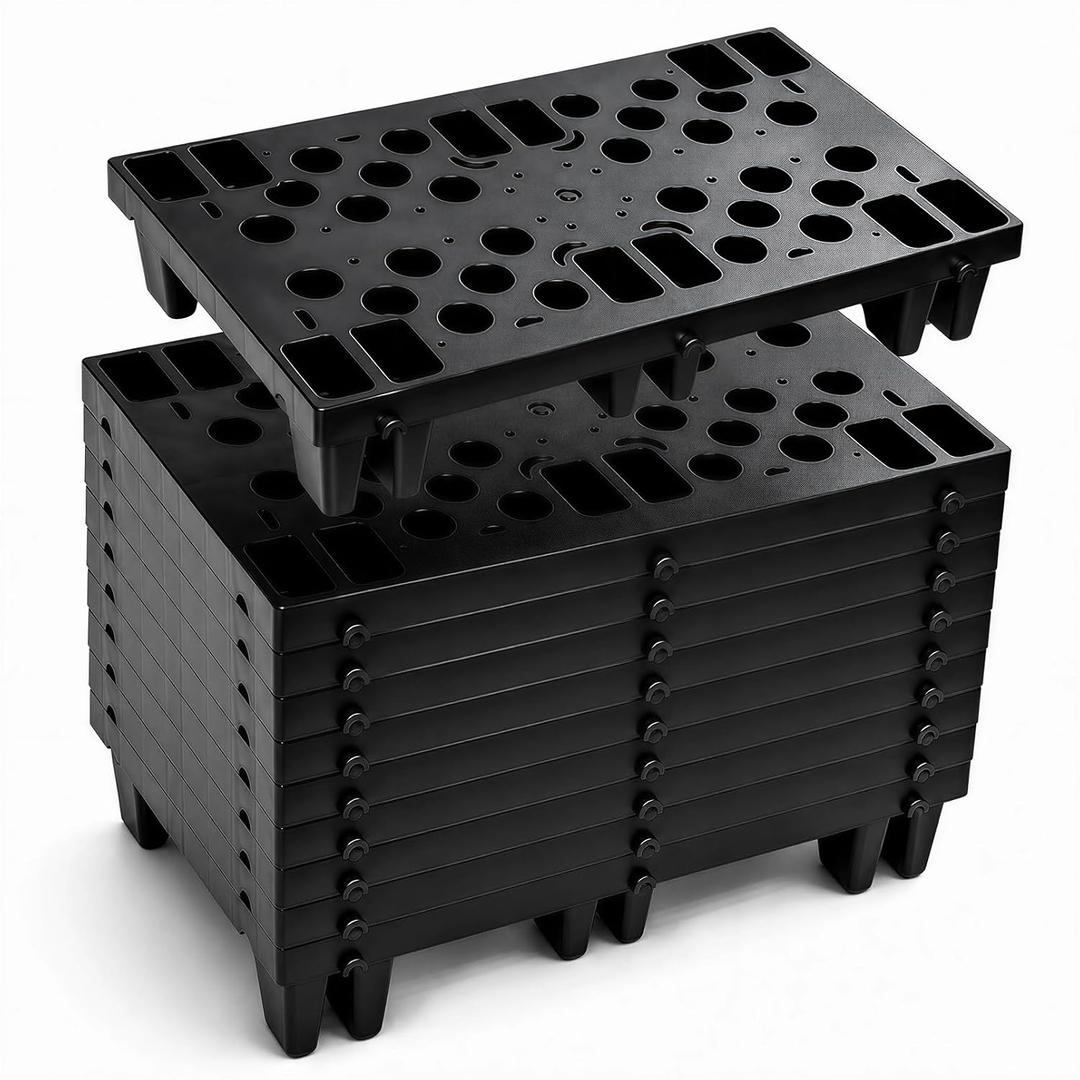 10 Pack Plastic Pallet 19.7"x11.9" Garage Floor Storage, Stackable Nestable