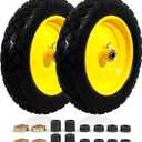MZREXN 4.80/4.00-8" Flat Free Tire and Wheel 15" Solid Wheelbarrow Tires 3.00-4.00/4.80-8" with 5/8" & 3/4" Bearings, 3" Centered Hub for Hand Truck Garden Trailers Utility Cart Yard Wagon 2PCS Yellow