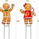 Christmas Decorations Outdoor, 2pcs Large Gingerbread Man Boy Girl Metal Yard Stakes Xmas Decor Ornaments, 29" Rustic Winter Signs for Lawn Garden Front Door Home Farmhouse Porch Outside