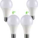 4 Pack Motion Sensor Light Bulbs,12W (100W Equivalent), Motion Activated Dusk to Dawn A19 E26 LED Bulb, Glass-Penetrating Sensor, Upward/Downward Mounting, Indoor & Outdoor for Garage, Porch, Hallway