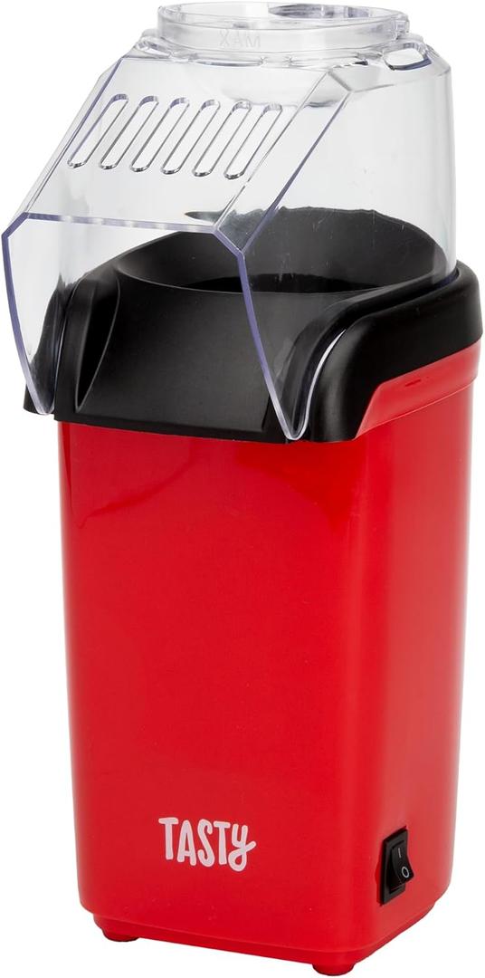 Tasty Hot Air Popcorn Popper, Healthy and Delicious Popcorn in Minutes, Fast and Easy-to-Use, Built-In Measuring Cup and Butter Warmer, 8 Cups, Red