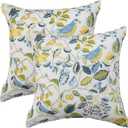 Outdoor/Indoor Throw Pillows, Pack of 2 Waterproof Decorative Throw Pillows with Inserts, 18x18 Square Pillows for Bed, Couch, Sofa and Patio Furniture (Lucky Birds)