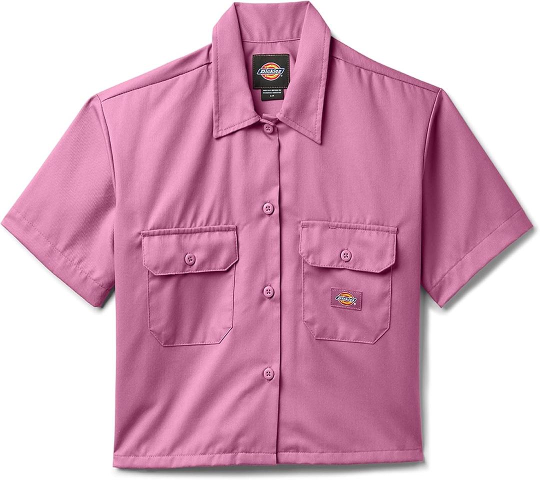 Dickies Women's Ss Cropped Work Shirt (Pink, XS)