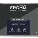 Fromm ColorSafe 100% Cotton Bleach Proof Salon Hair Towels for Hairstylists, Barbers, Spa, Gym in Navy, 16" by 29", 6 Count Absorbent Stain Resistant Towels for Drying Curly, Long, Wavy Hair
