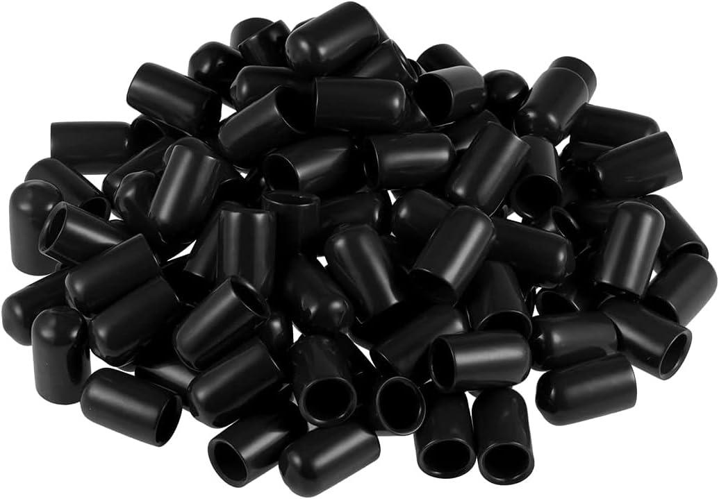 10mm Screw Thread Protectors Rubber End Caps Vinyl Flexible Bolt Screw Rubber Caps,Black,100pcs