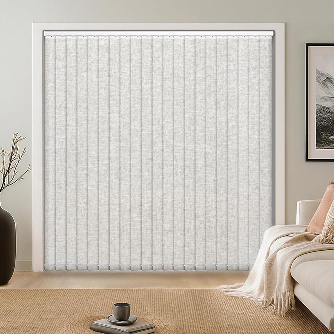 LazBlinds Room Darkening Vertical Blinds Replacement Slats  Polyester Fabric for Sliding Glass Door, Patio & Windows, 82.5"x3.5", 34 Pack, Grey-White