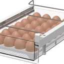 vacane Fridge 28 Egg Drawer Pull Out,Clear Egg Holder Tray for Refrigerator With Handle, Refrigerator Organizer Bins Heavy Duty-L With Egg Tray