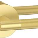 Asidrama 1 Pack Passage Gold Door Handles, Door Lever with Door Knobs Indoor for Bedroom or Bathroom, Heavy Duty Brushed Gold Door Handles Interior with Locks for Left Right Sided Doors