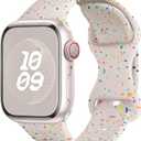 Sport Bands for Apple Watch Band 40mm 41mm 38mm 44mm 45mm 46mm 42mm iWatch Bands for Women Kids Men,Cute Recycled Plastic Silicone Strap for Apple Watch Series 11 10 9 8 7 6 5 4 3 SE 3/2nd Ultra 49mm (Starlight)