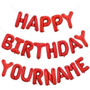 TONIFUL 65 Pcs 16 Inch Red Happy Birthday Balloons and 2 Sets A-Z Foil Letters Balloons DIY Personalized Phrase Banner for Birthday Celebration Halloween Thanksgiving Christmas Party Decorations
