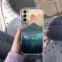 Mountain and Sunrise Case for Samsung Galaxy S22,Natural Scenery Painting,Unique Soft TPU Bumper Case Compatible with Galaxy S22