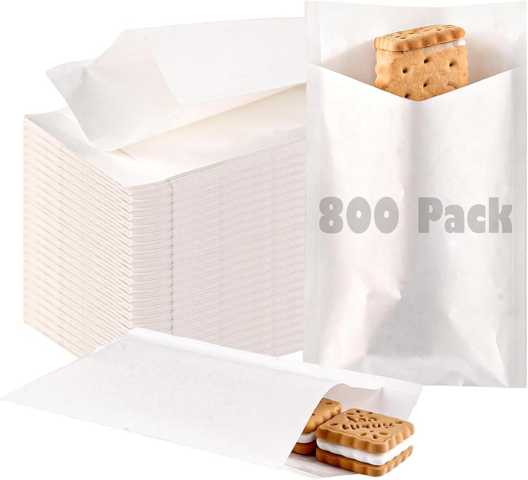 800 Pack Wax Paper Bags 4x6 inch, Greaseproof Bag Paper Cookie Bags Bakery Wax Bag for Food, Cookie, Candies and More (White)