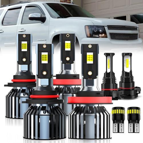 AMXTOBUB For 2007 2008 2009 2010 2011 2012 2013 2014 Chevy Tahoe Light Bulbs, 9005 High Beam H11 Low Beam H16 Fog Light License Plate Lights Combo, 8-PCS