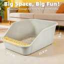 Large Cat Litter Box with High Sides, Cat Litter Pan for Indoor Big Cats, Open Top High Wall Kitty Litter Box with Low Entry for Kitten & Senior Cat, Easy to Clean, Anti-Splashing (Grey)