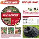 Soaker Hose 150FT 1/2 Inch with Solid Brass Connectors & Garden Stakes Kit, Flexible Leakproof Irrigation System for Garden, Lawn & Landscape