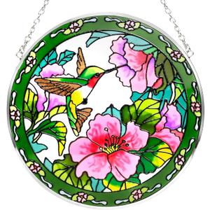 Hummingbird Sun Catcher - 100% Stained Glass Window Hanging, Indoor Window Decor, Suncatchers for Windows, Gifts for Women, Christmas (6.5 inch)