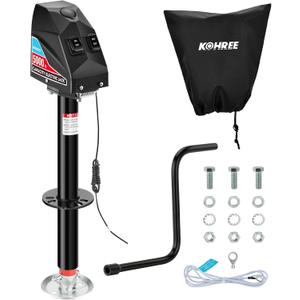 Kohree Electric Trailer Jack 5000lbs, Heavy Duty A-Frame Electric Power Tongue Jack with Waterproof Cover & LED Light for Travel Trailers, Camper, RV, 12V DC with Wiring, 9.8"-31.7" Lift