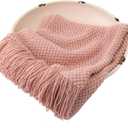 Zeroest Baby Photography Props Basket Braid Wool Wrap Newborn Photo Shoot Baskets Filler Posing Stuffer Background Blanket (Baby Pink)