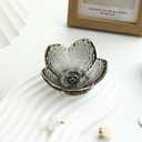 GISK Grey Flower Jewelry Ring Dish Tray,Decorative Glass Trinket Dish,Room Decor Aesthetic, Modern Accent Tray for Vanity (Grey A)
