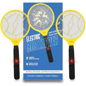 DEVOGUE® Pack of 2 Electric Fly Swatter Bug Zapper Operated with 2 * AA Batteries Flies Killer Indoor & Outdoor Pest Control Mosquito Zapper and Insect Catcher Racket (Packing May Varies)