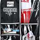 Cheer Garment Bags for Cheerleading Uniform Waterproof Hanging Garment Bags for Dance Costumes 40 Inch Clothes Bag with 5 Pockets and Side Zip Travel Storage Cheer Uniform(Black,White)