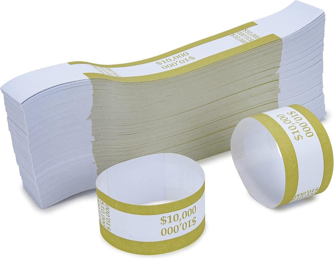 3 x L LIKED Pack of 500 Currency Band Self Sealing Currency Straps Bands Money Bill Wrappers (Gold $10000-500 PCS) 3 x L LIKED Pack of 500 Currency Band Self Sealing Currency Straps Bands Money Bill Wrappers (Gold $10000-500 PCS)